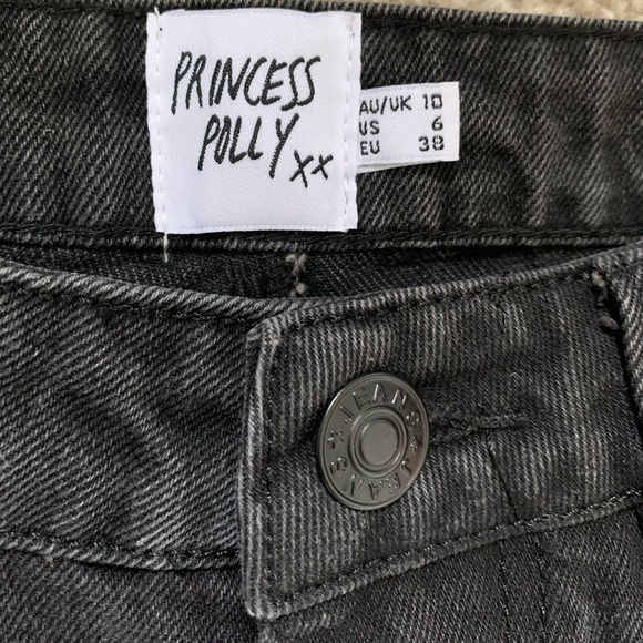 Princess Polly ZAIDEN STRAIGHT LEG JEANS BLACK DENIM Size 6 Women - Picture 8 of 12